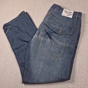 Vintage Y2K Gold Label Baggy Jeans Men 40x34 Loose Fit Hip Hop Flap Pocket Denim